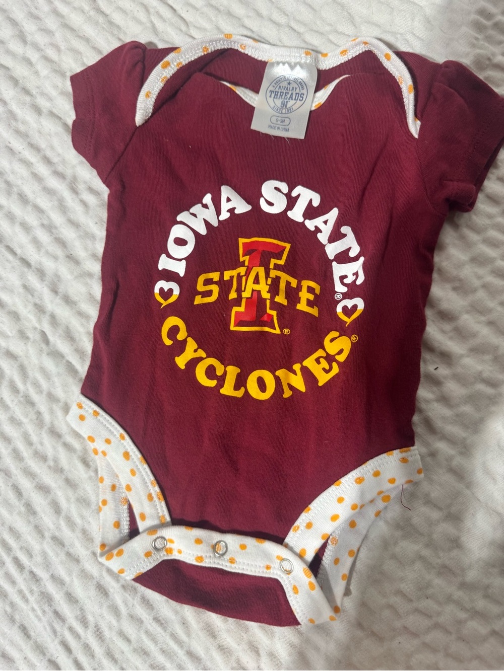 Rivalry Threads Maroon Iowa State Cyclones Infant Bodysuit with Gold Print